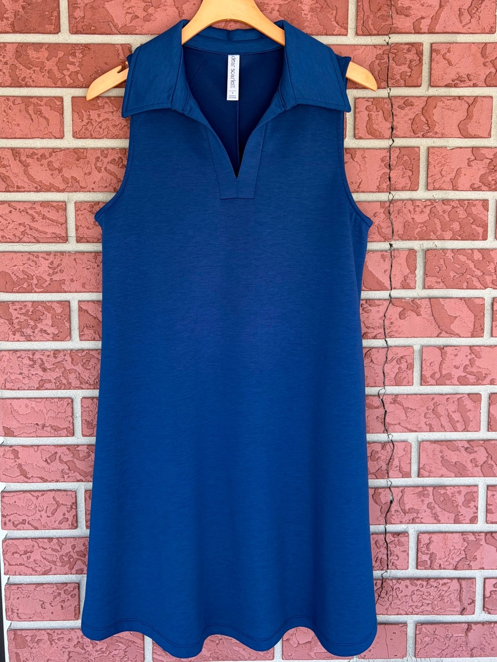 Scarlett Navy Blue Sleeveless Polo Collar Dress